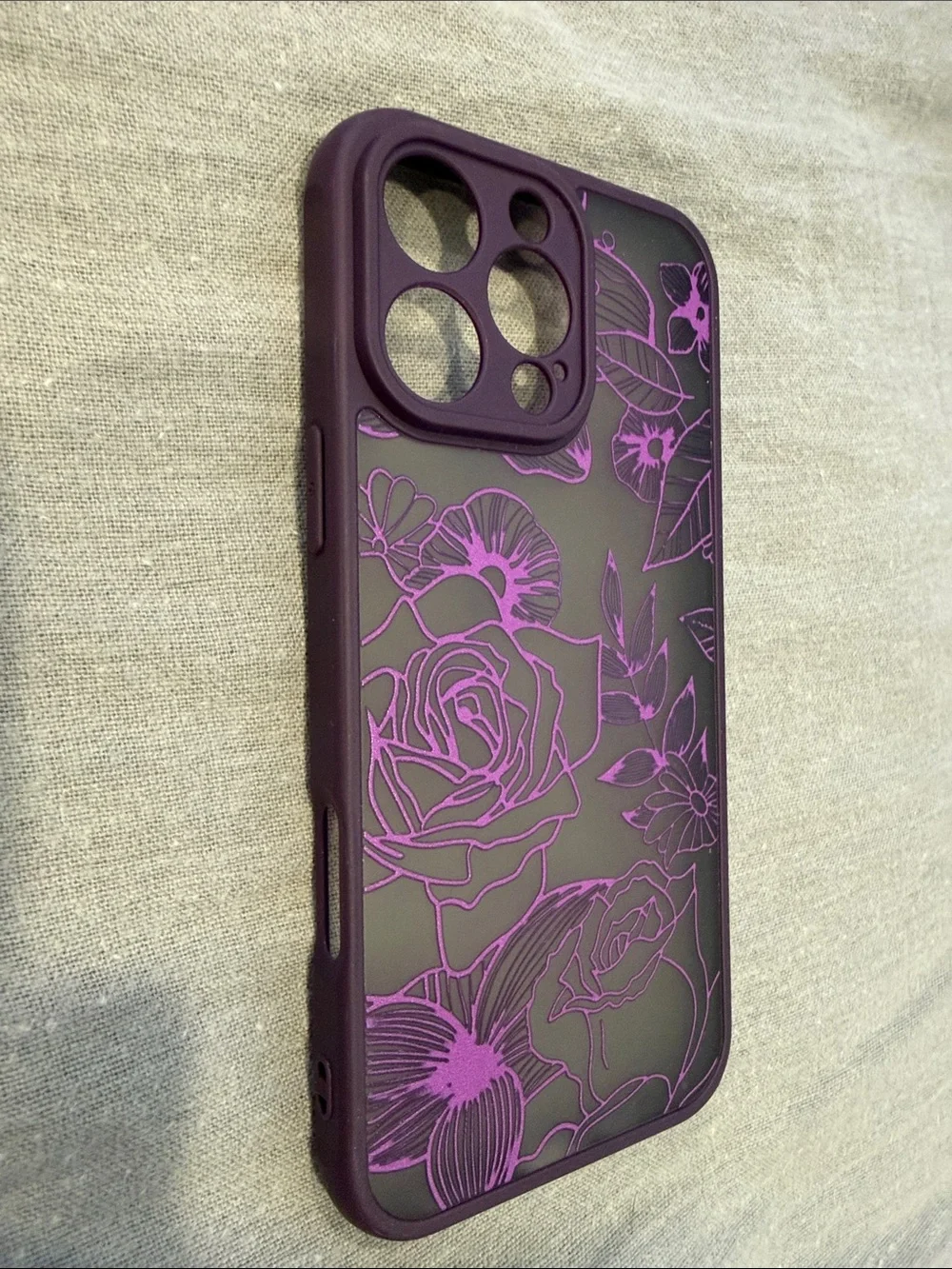 Purple Floral iPhone Case - Stylish Protective Cover iPhone 16 Pro Max